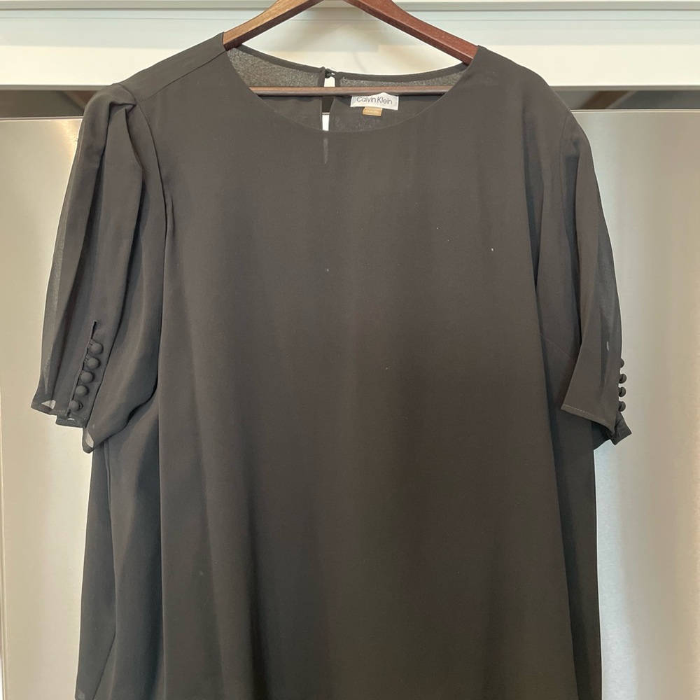 Calvin Klein Black Puff Sleeve Blouse. 3X